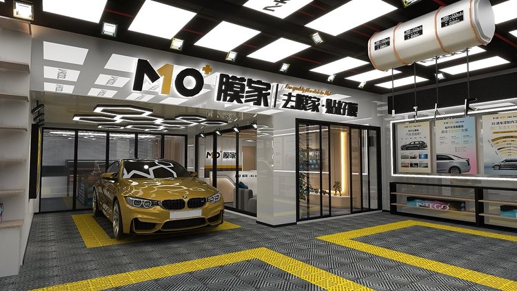 龙岗汽车美容店装修 汽车服务店设计 汽修洗车店装饰设计
